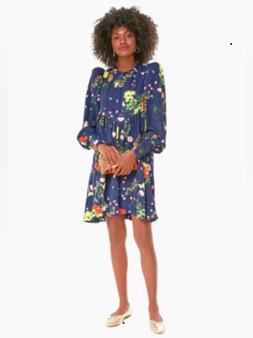 Pomander Place wildflowerNavy Floral puff long Sleeve mini Dress size XL